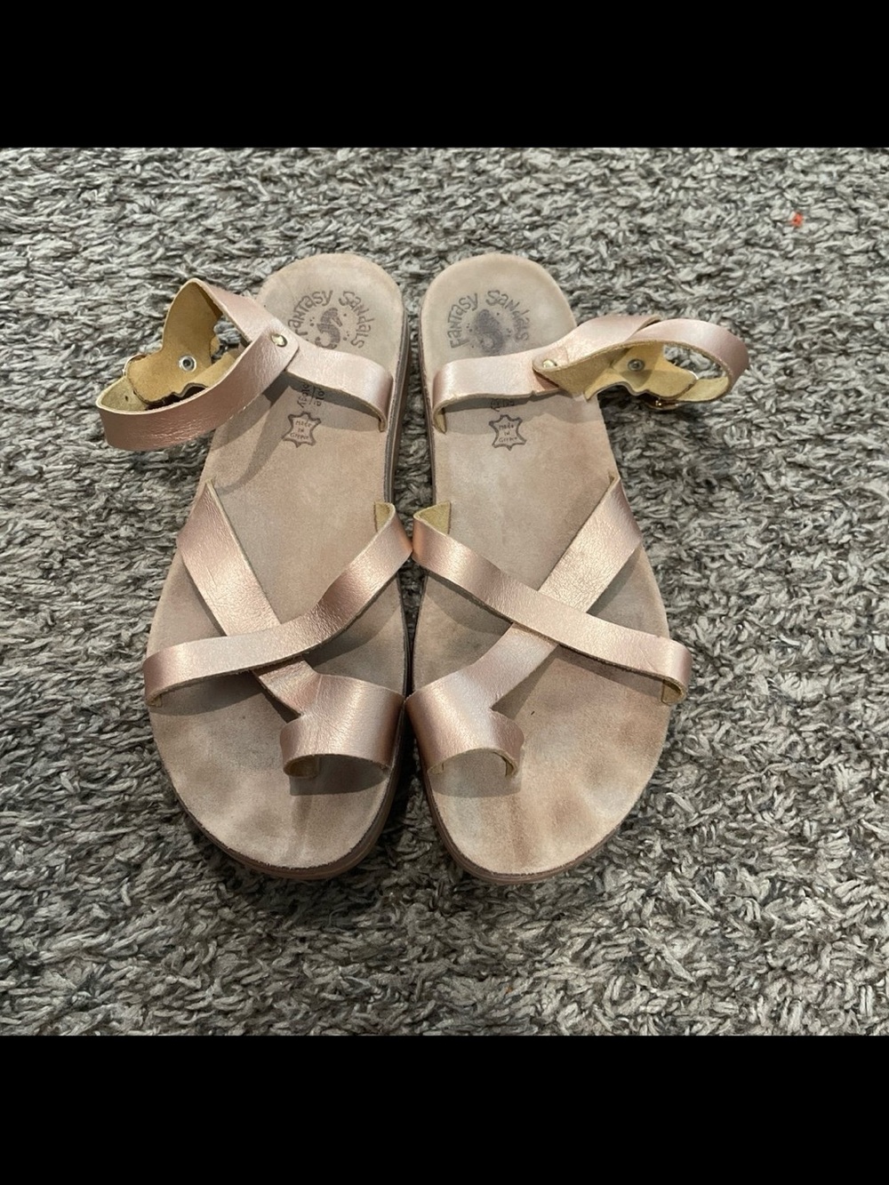 Fantasy sandals, 100% leather rose, gold stray, sandals women’s size 41/10.5